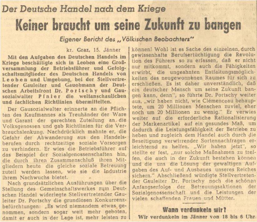 25_Voelkischer Beobachter_1943_01_16_Nr016_p4_WKII_Einzelhandel_Lebensmittelversorgung_Sozialpolitik