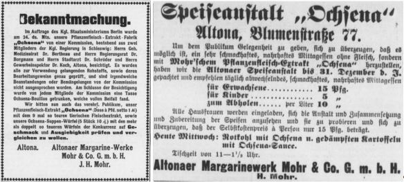 07_Altonaer Nachrichten_1912_06_23_Nr290_p4_ebd_10_30_Nr510_p4_Ochsena_Mohr_Altona_Speiseanstalt_Nahrungsmittelkontrolle