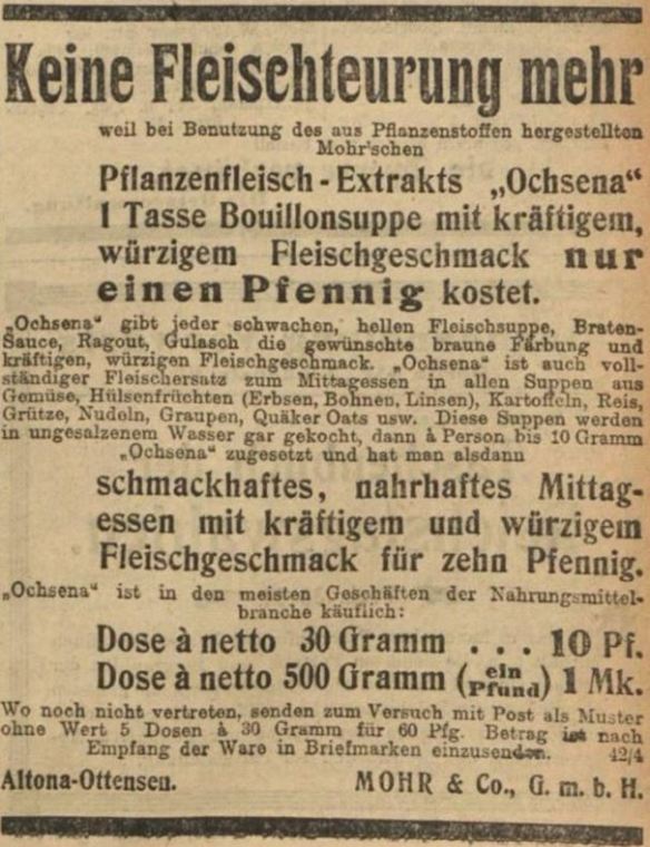 09_Vorwaerts_1912_03_14_Nr062_p11_Fleischersatz_Pflanzenfleischextrakt_Ochsena_Mohr_Altona