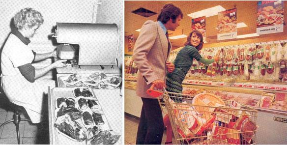 25_Neue Verpackung_15_1962_p1442_Ebd_26_1973_Nr12_pI_Fleisch_Verpackung_Einkaufen_Verpackungsmaschine_Kunststoffe_Gefriertruhe_Kühltechnik_Konsumenten