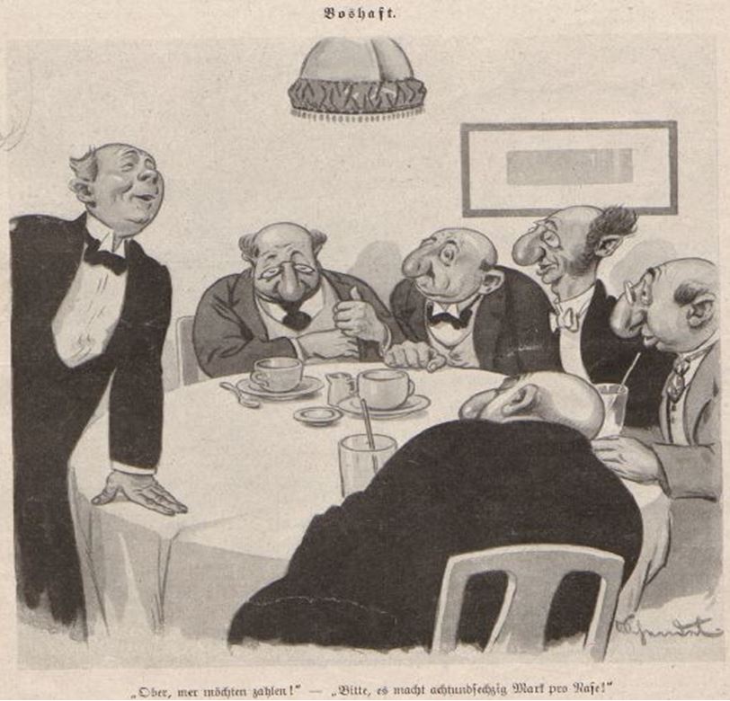 13_Fliegende Blätter_157_1922_p145_Antisemitismus_Juden_Nase_Gaststaette