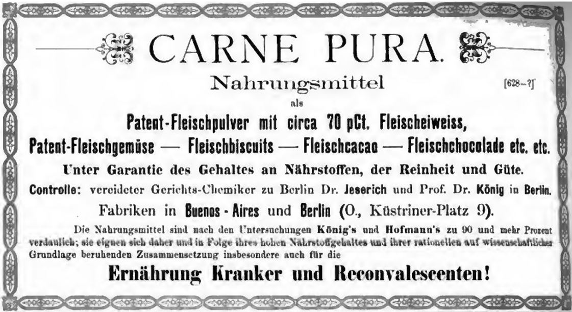 31_Deutsche Medizinal-Zeitung_1882_Nr47_Medizinal-Anzeiger_p4_Carne-pura_Krankenernaehrung_Fleischpulver_Eiweiß