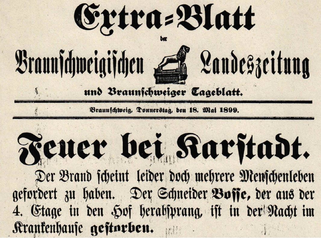 13_Braunschweigische Landeszeitung_1899_05_18_Extrablatt_Warenhausbrand_Karstadt
