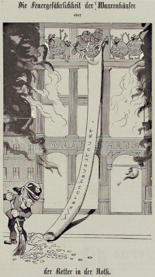17_Kladderadatsch_053_1900_Nr08_p09_Warenhaus_Warenhaussteuer_Miquel_Warenhausbrand_Preußen