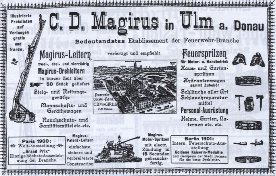 19_Zeitschrift der oberoesterreichischen Feuerwehren_17_1902_Nr18_p7_Feuerwehrleiter_Dampfspritze_Magirus_Ulm
