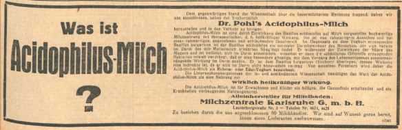 06_Badische Presse_1927_07_07_Nr310_p13_Acidophilusmilch_Dr-Pohl_Karlsruhe_Reformjoghurt