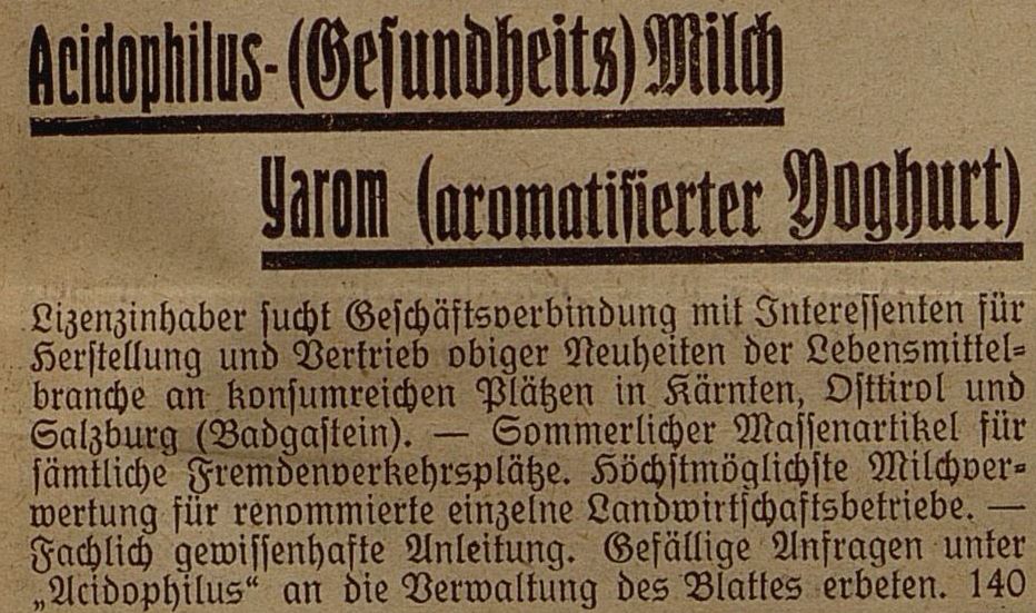 08_Villacher Zeitung_1928_02_18_Nr15_p07_Acidophilusmilch_Yarom_Joghurt