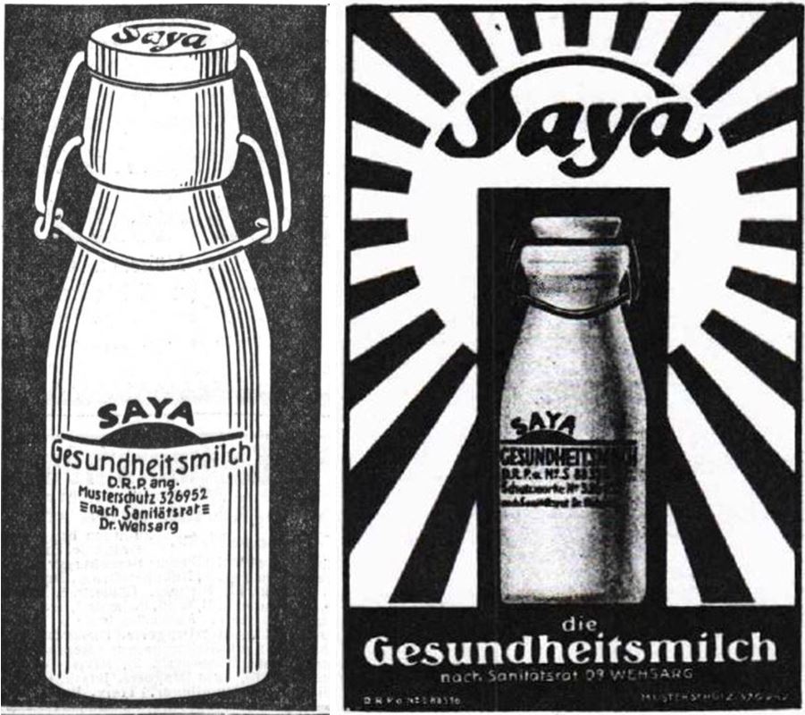 13_Illustrierter Sonntag_1929_Nr21_08_18_p04_Sueddeutsche Molkerei-Zeitung_50_1929_FS_p86_Acidophilusmilch_Joghurt_Saya_Verpackung