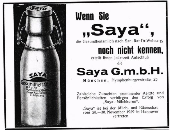 15_Milchwirtschaftliches Zentralblatt_58_1929_p358_Saya_Acidophilusmilch_Verpackung_Muenchen