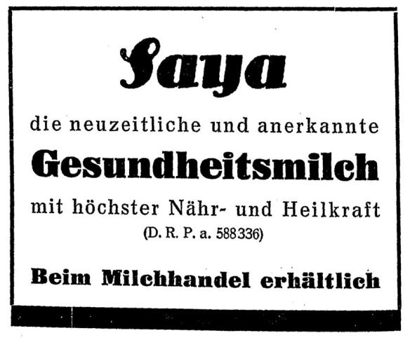 19_Muenchner Hochschulalamanach_WS 1929-1930_p05_Saya_Acidophilusmilch_Gesundheitsmilch