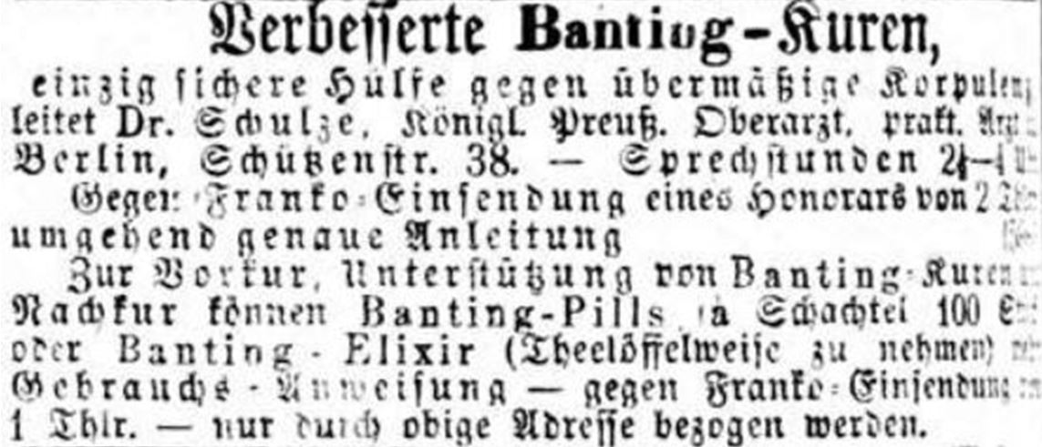 21_Neuburger Wochenblatt_1869_05_27_Nr064_p312_Naturheilkunde_Steinbacher_Diaet_Banting