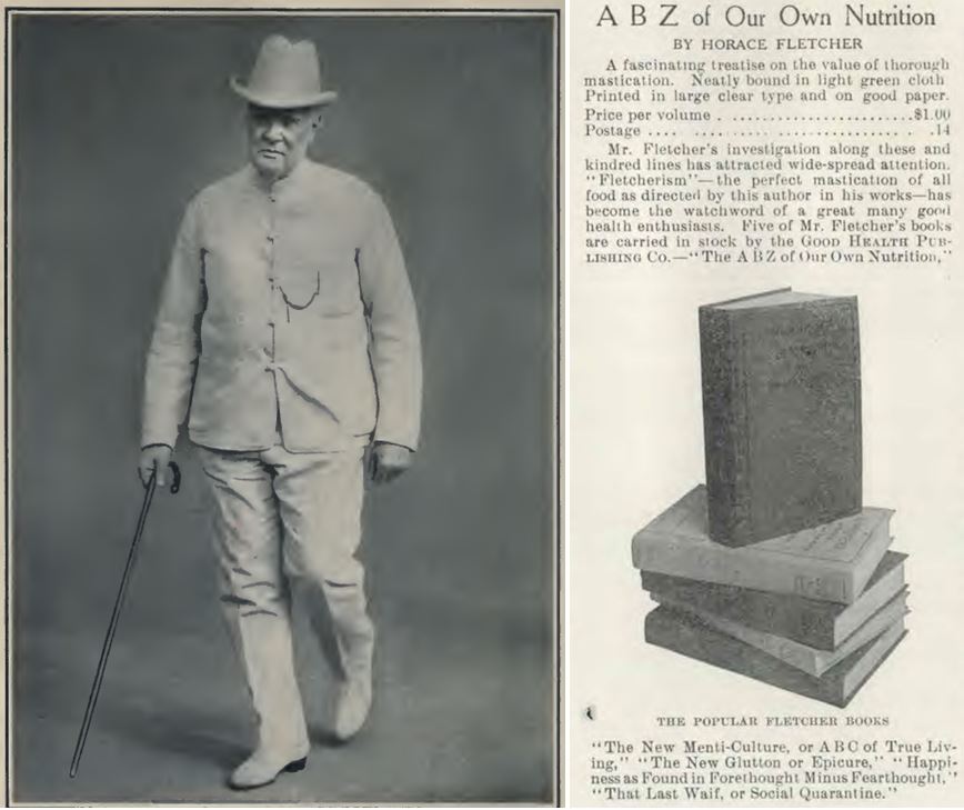 02_Fletcher_1913_Fletcherism_pII_Good Health_42_1907_Nr09_p13_Horace-Fletcher_Lebensreform_Kauen_Buecher