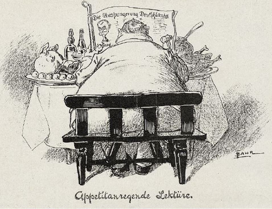 05_Lustige Blaetter_30_1915_Nr11_p06_WKI_Hungerblockade_Korpulenz_Nahrungsmittelversorgung