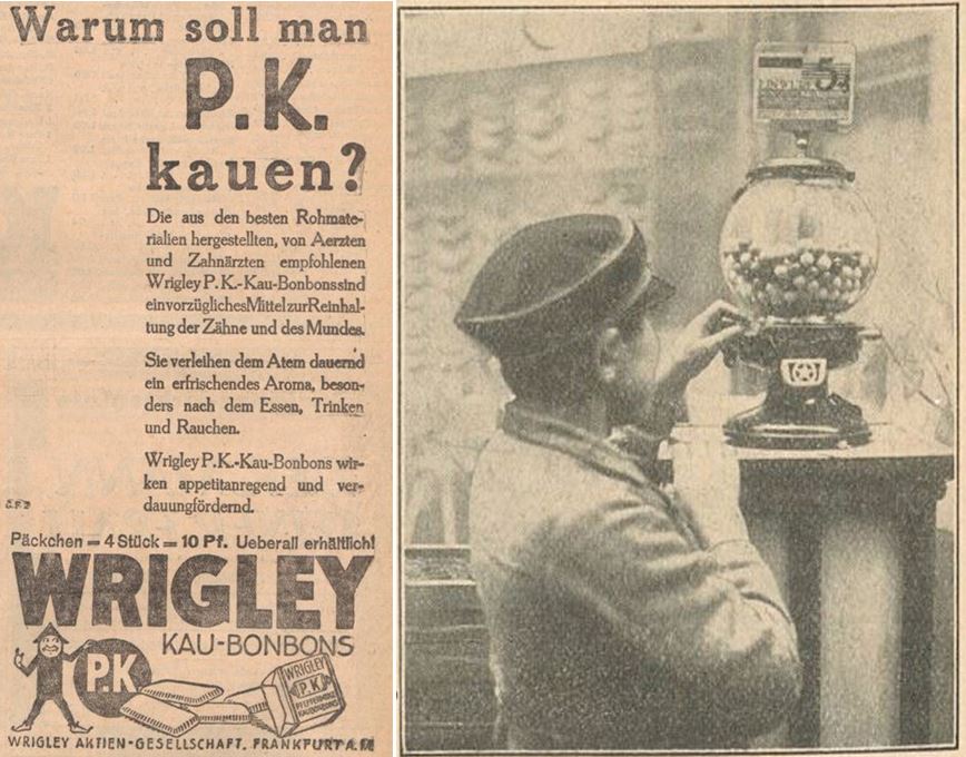 08_Volksfreund_1926_02_24_Nr46_p11_Illustrierte Technik für Jedermann_05_1927_p66_Kaugummi_Automaten_Wrigley