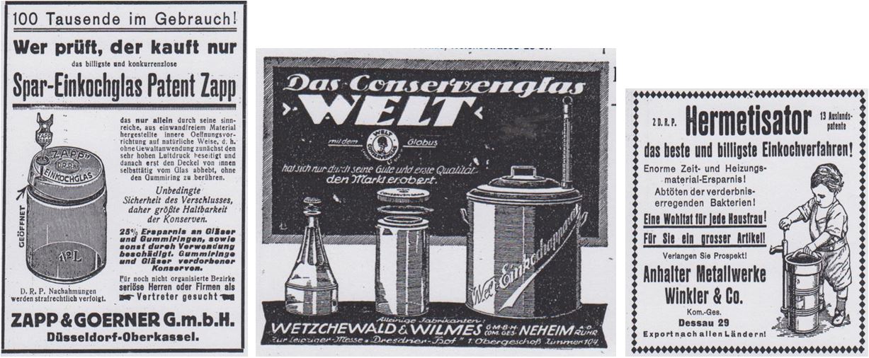 21_Zeitschrift fuer Waren- und Kaufhaeuser_20_1922_Nr22_p51_Nr33_p43_Nr26_p17_Konservierungsapparate_Einmachen_Konservenglas_Zapp_Welt_Hermetisator
