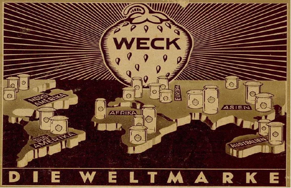 23_Lehrbuch_1935_hinteres Titelblatt_Einmachen_Außenhandel_Weck_Karte_Konservenglas