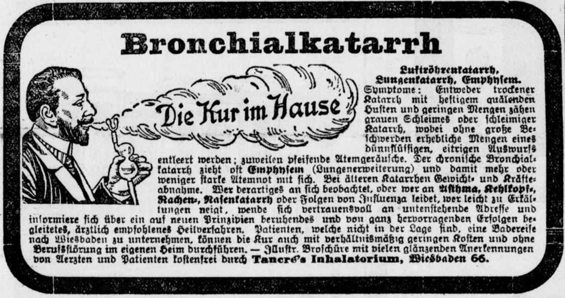 01_Berliner Tageblatt_1910_10_03_Nr501_p07_Asthma_Katarrh_Inhalator_Medizinaltechnik_Verhaeuslichung_Tancre