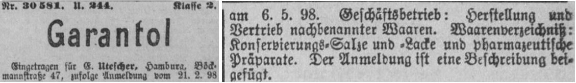 05_Deutscher Reichsanzeiger_1898_05_27_Nr124_p09_Garantol_Hamburg_Warenzeichen_Ernst-Utescher