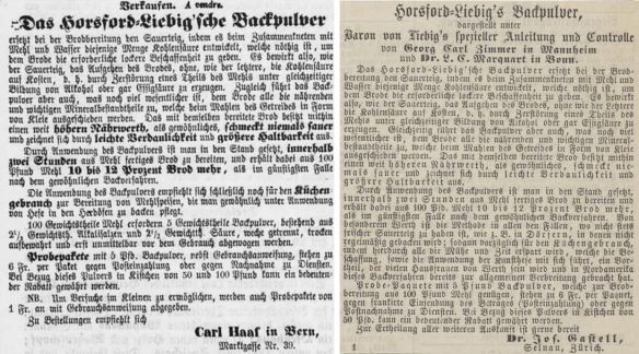 12_Intelligenzblatt für die Stadt Bern_1869_02_18_Nr048_p2_Zuercherische Freitagszeitung_1869_02_26_Nr09_Backpulver_Horsford-Liebig_Schweiz