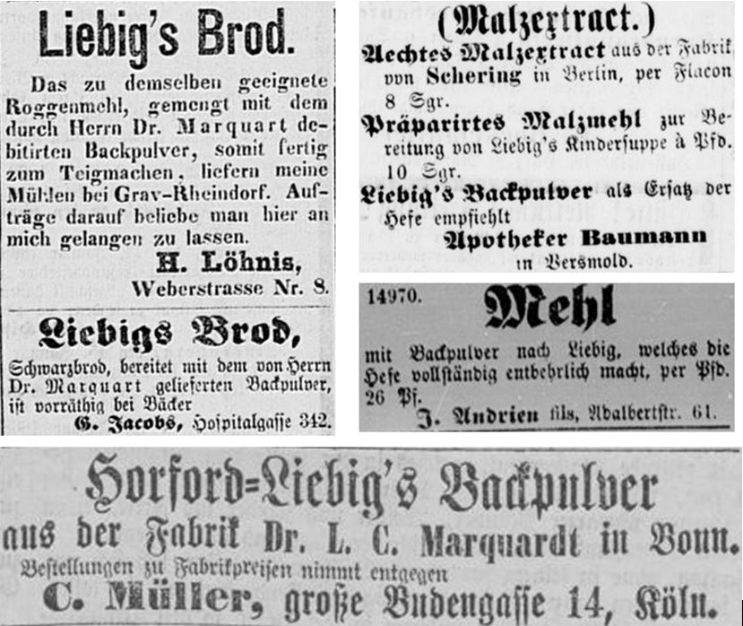 16_Koelnische Ztg_1869_1_29_Nr29_p4_Bonner Ztg_1869_1_29_Nr9_p4_Waechter_1869_2_1_Nr14_p3_Echo d Gegenwart_1868_12_31_Nr358_p3_Backpulver_Liebig_Horsford