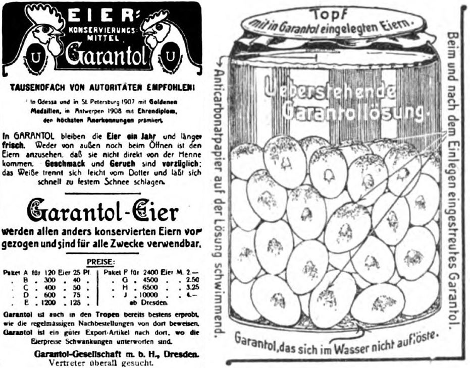 17_Die Woche_14_1912_Nr17_p21_ebd_p20_Garantol_Einlegen_Konservierungsmittel_Eier_Konservierungsgefaeß