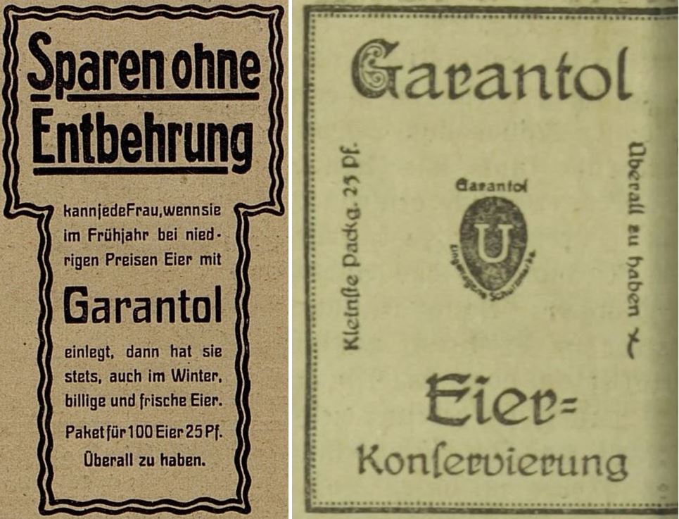 19_Sonntags-Zeitung fürs Deutsche Haus_19_1915-16_H35_pIV_Deutsche Kraft_1916_Nr09_p6_Eier_Konservierungsmittel_Garantol