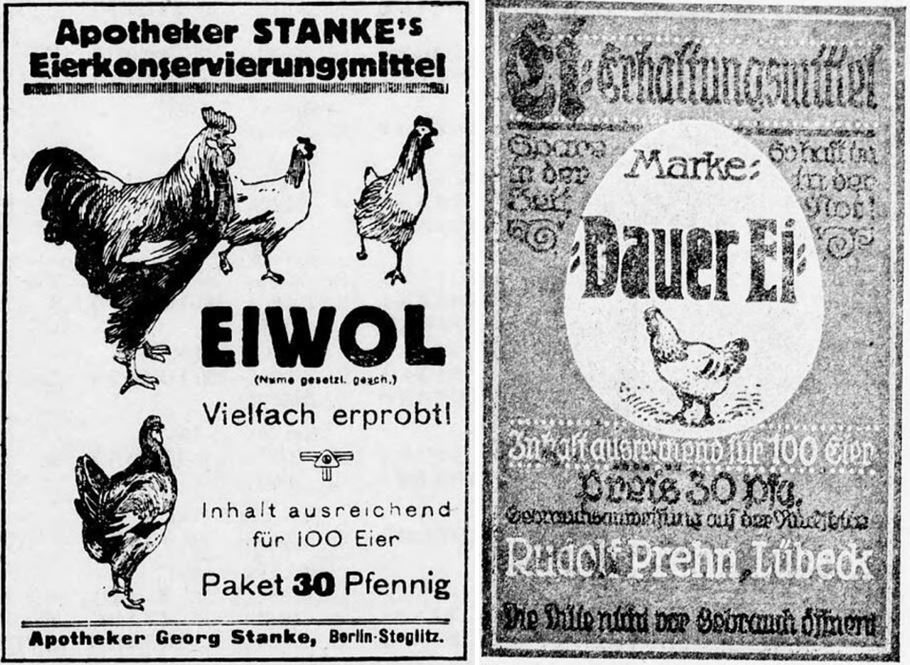 22_Deutscher Reichsanzeiger_1917_10_31_Nr259_p11_ebd_11_30_Nr284_p18_Eier_Konservierungsmtitel_Eiwol_Dauer-Ei