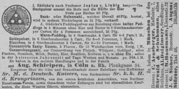 23_Neueste Nachrichten_1880_09_05_Nr249-250_p5_Backpulver_Convenienceprodukte_Puddingpulver_Liebig_J-Gaedicke_August-Schleipen_Koeln