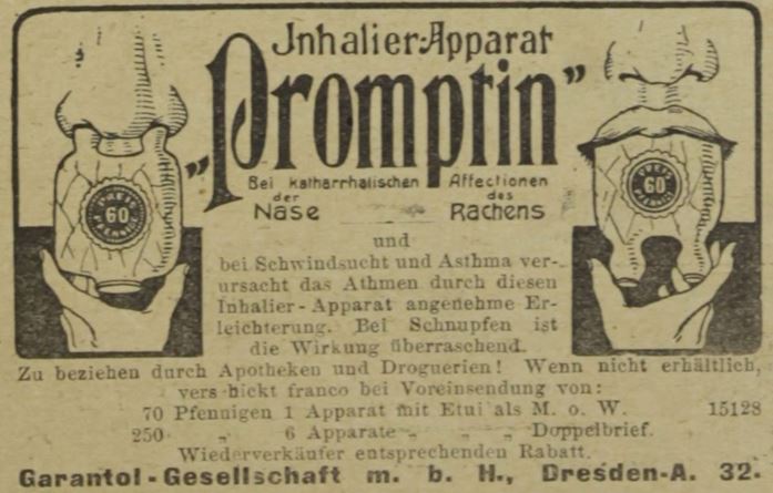 24_Das interessante Blatt_24_1905_11_09_Nr45_p29_Medizinaltechnik_Inhalierapparat_Promptin_Garantol-Gesellschaft_Dresden_Asthma
