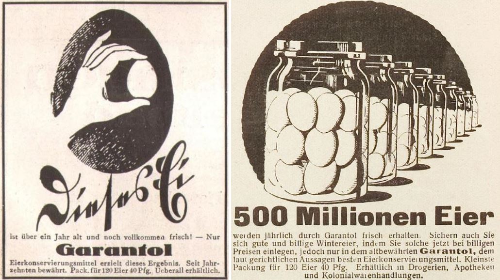 27_Velhagen &amp; Klasings Monatshefte_40_1925-26_H1_p27_Meggendorfer Blaetter_148_1927_Nr1888_p144_Eier_Konservierungsmittel_Garantol