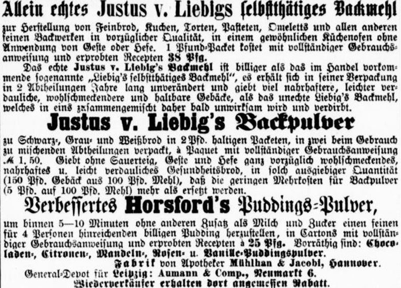 30_Leipziger Tageblatt und Anzeiger_1878_04_26_Nr116_p2155_Backmehl_Backpulver_Liebig_Horsford_Puddingpulver_Muehlhan-Jacobi_Hannover