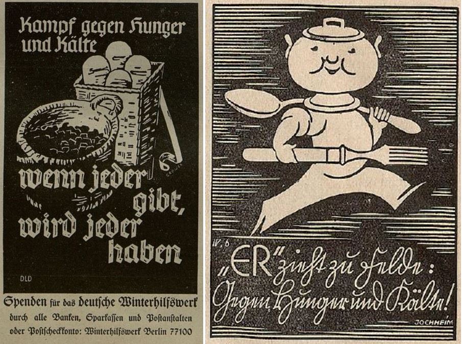 03_Illustrierte Technik_11_1933_H35_pXXIV_Die Bewegung_04_1936_Nr01_p12_Hunger_Kaelte_Winter_Eintopf_Winterhilfswerk