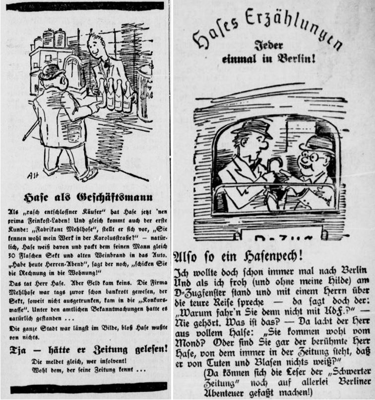 03_Westfaelische Neueste Nachrichten_1936_10_07_Nr235_p6_Schwerter Zeitung_1937_03_30_Nr73_p3_Herr-Hase_Zeitungen_Abonnement