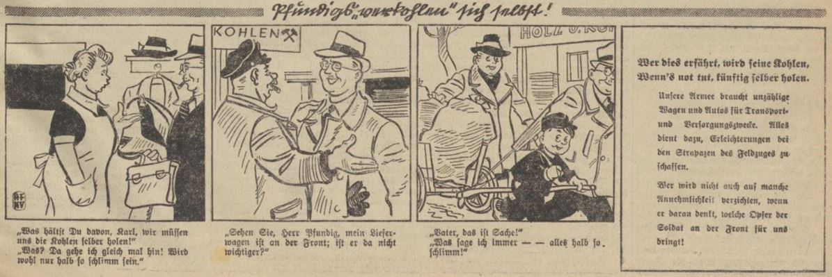 06_Murtaler Zeitung_1940_01_13_Nr02_p05_Familie-Pfundig_Heimatfront_Comic_Kohle_Heizmaterial_Requirierung