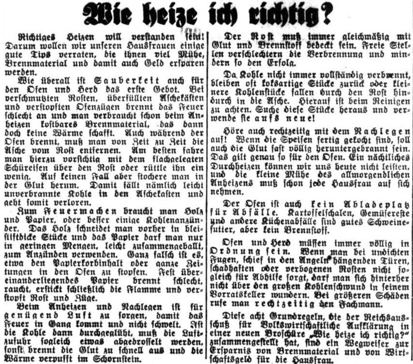 07_Illustriertes Tageblatt_Ausgabe E_1940_11_05_Nr260_p3_Heizen_Sparsamkeit_Regeln_Flaemmchen