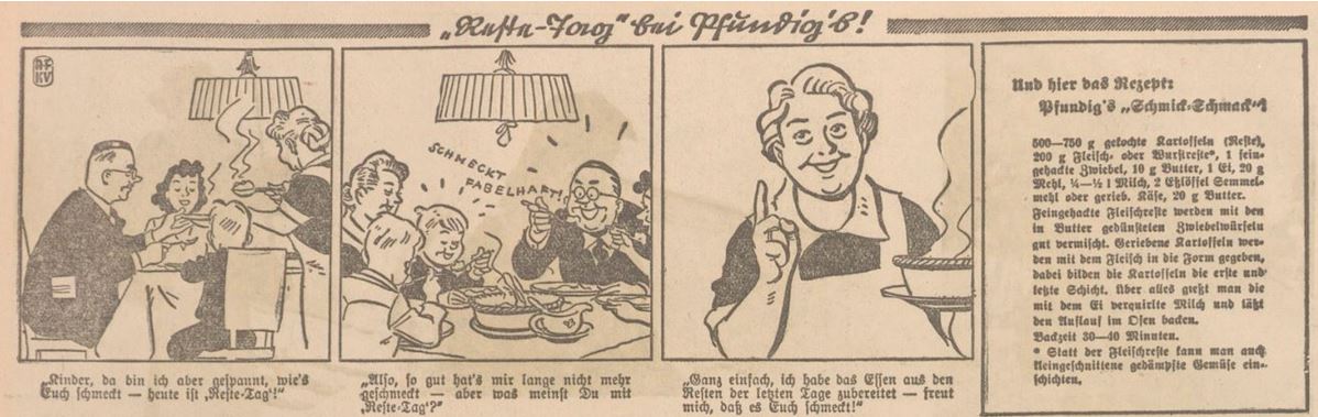07_Salzburger Volksblatt_1940_01_13_Nr11_p04_Familie-Pfundig_Comic_Heimatfront_Restekueche_Rezepte