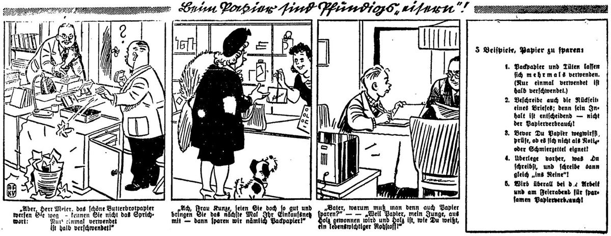 17_Fehrbelliner Zeitung_1940_02_16_Nr020_p3_Familie-Pfundig_Papier_Sparsamkeit_Holz_Heimatfront