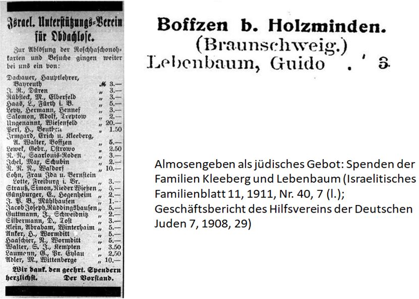 03_Israelitisches Familienblatt_11_1911_Nr40_p07_Geschaeftsbericht des Hilfsverein der Deutschen Juden_07_1908_p29_Irmgard_Kleeberg_Guido-Lebenbaum_Almosen