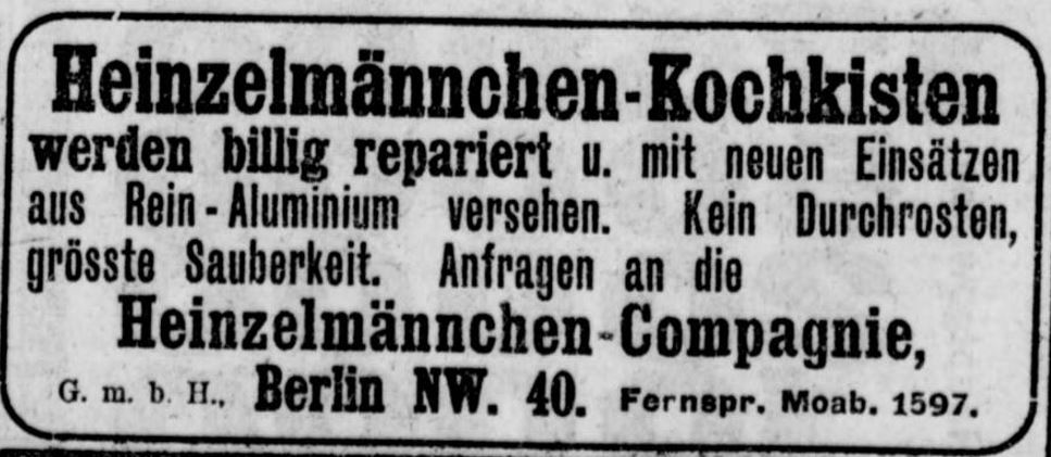 22_Berliner Tageblatt_1911_07_07_Nr334_p30_Heinzelmaennchen_Kochkiste_Reparatur_Aluminium