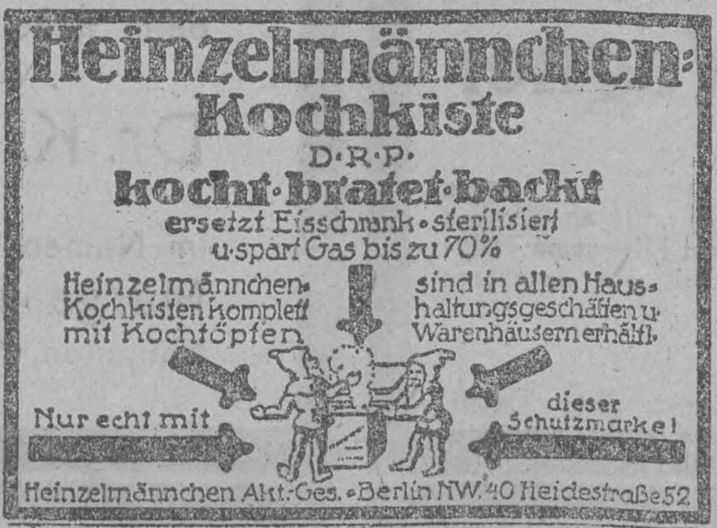 34_Muenchner Neueste Nachrichten_1918_08_29_Nr435_p5_Heinzelmaennchen_Kochkiste_Zwerge_Gasnot