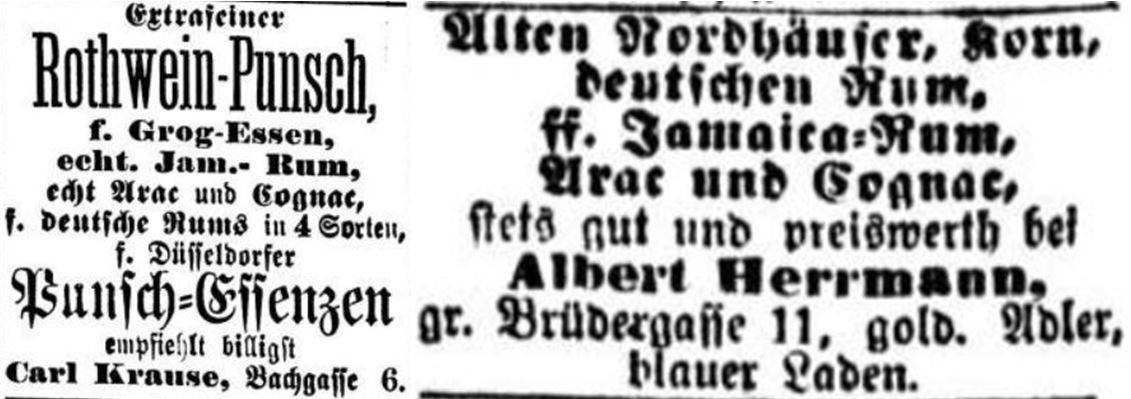 04_Saechsischer Landes-Anzeiger_1891_12_24_Nr299_p4_Dresdner Nachrichten_1885_01_25_Nr026_p5_Punsch_Rum_Deutscher-Rum_Kunstrum