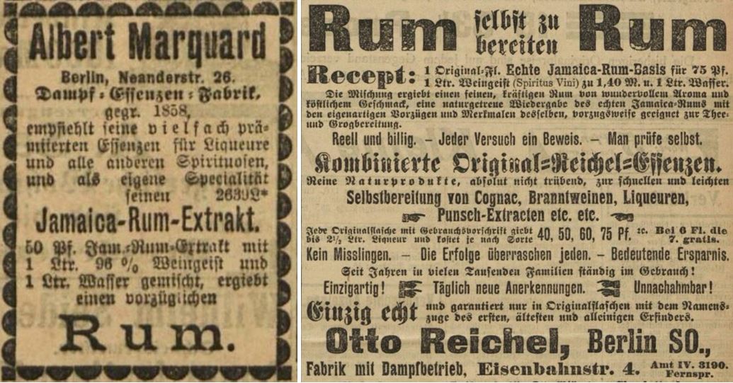 13_Vorwaerts_1899_10_01_Nr230_p07_Ebd_1900_12_30_Nr303_p11_Spirituosen_Rum_Essenzen_DIY_Albert-Marquardt_Otto-Reichel