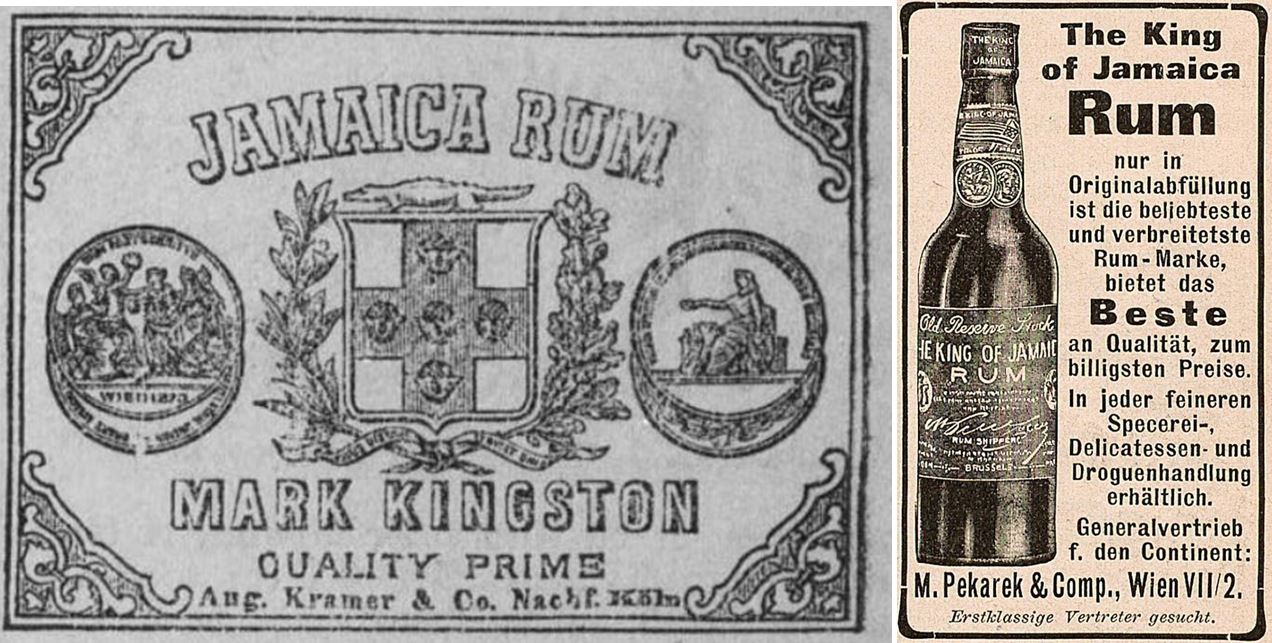 15_Deutscher Reichsanzeiger_1896_01_10_Nr008_p08_Fliegende Blaetter_119_1903_Nr3046_Beibl10_p7_Spirituosen_Rum_Jamaikarum_Aug-Kramer_Koeln_Kingston_Pekarek_Wien