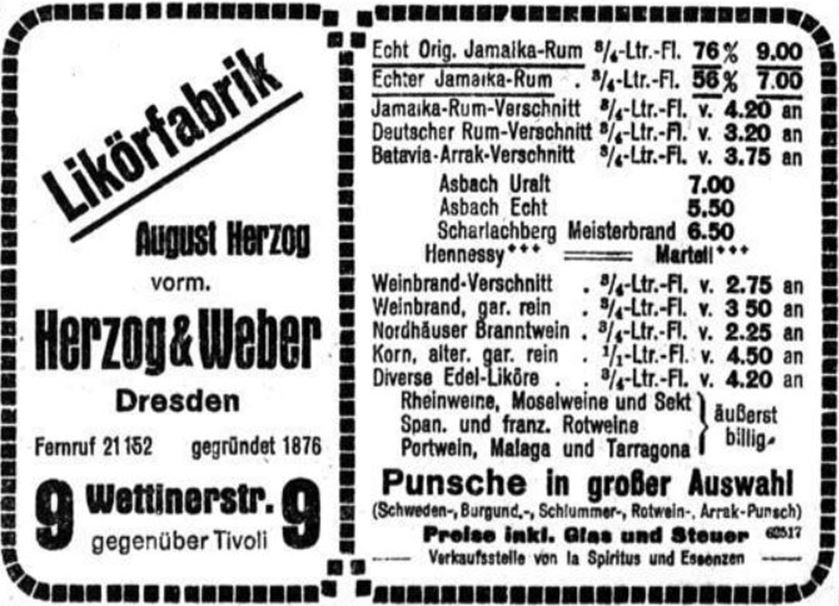 39_Dresdner Neueste Nachrichten_1925_12_13_Nr291_p19_Spirituosen_Punsch_Verschnitt_Rum_Deutscher-Rum_Herzog-Weber