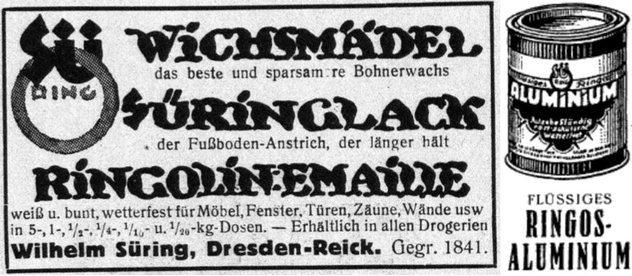12_Sport im Bild_27_1921_p1245_Das Echo_42_1923_p4789_Putzmittel_Bohnerwachs_Wichsmädel_Emaille_Wilhelm-Suering_Dresden_Ringos-Aluminium