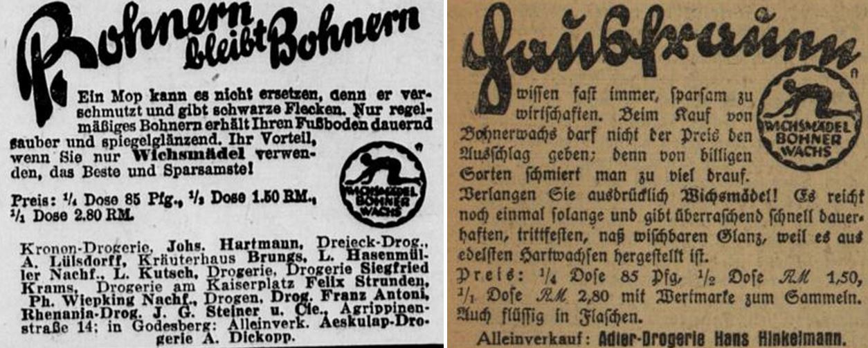 42_General-Anzeiger für Bonn und Umgebung_1928_03_30_Nr13085_p03_Durlacher Tagblatt_1930_05_08_Nr107_p6_Putzmittel_Bohnerwachs_Wichsmaedel_Bohnern