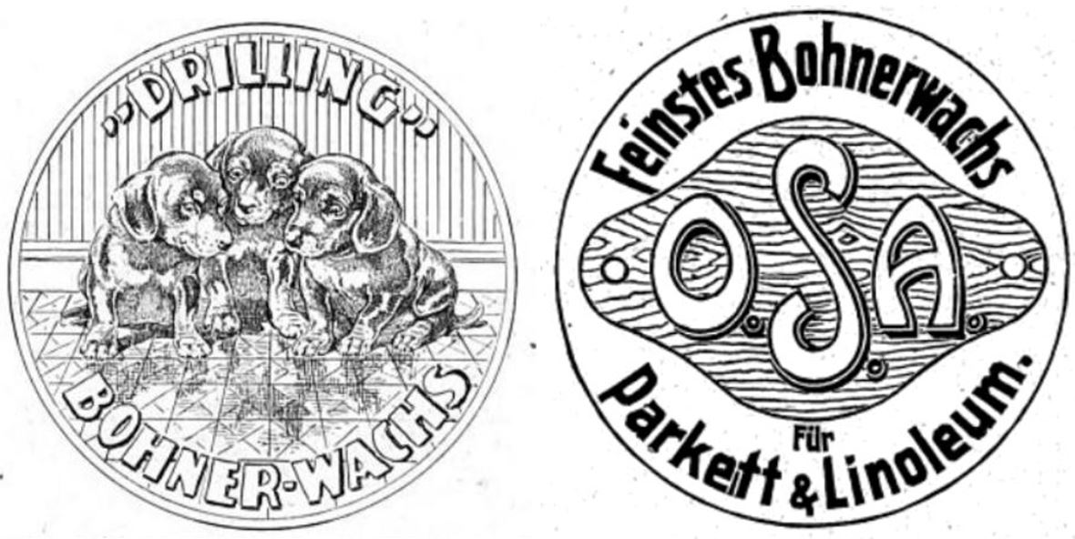 46_Warenzeichenblatt_31_1924_p0597_ebd_p766_Bohnerwachs_Drilling_Hunde_OSA