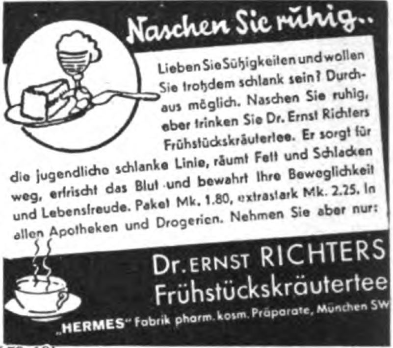 07_Illustrierter Beobachter_08_1933_p1606_Naschen_Schlankheitstee_Fruehstueckskraeutertee_Dr-Ernst-Richter_Hermes