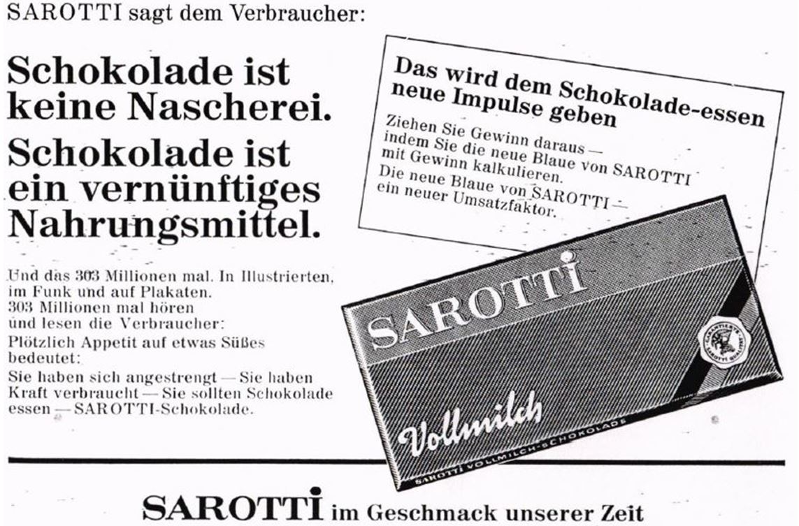 08_Die Ernaehrungswirtschaft_14_1967_p101_Schokolade_Nascherei_Sarotti_Stoffwechsel