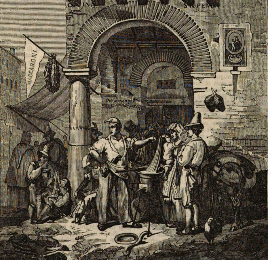 02_Das Pfennig-Magazin_01_1833-1834_p297_Italien_Neapel_Fast-Food_Straßenhandel_Makkaroni_Straßenhaendler
